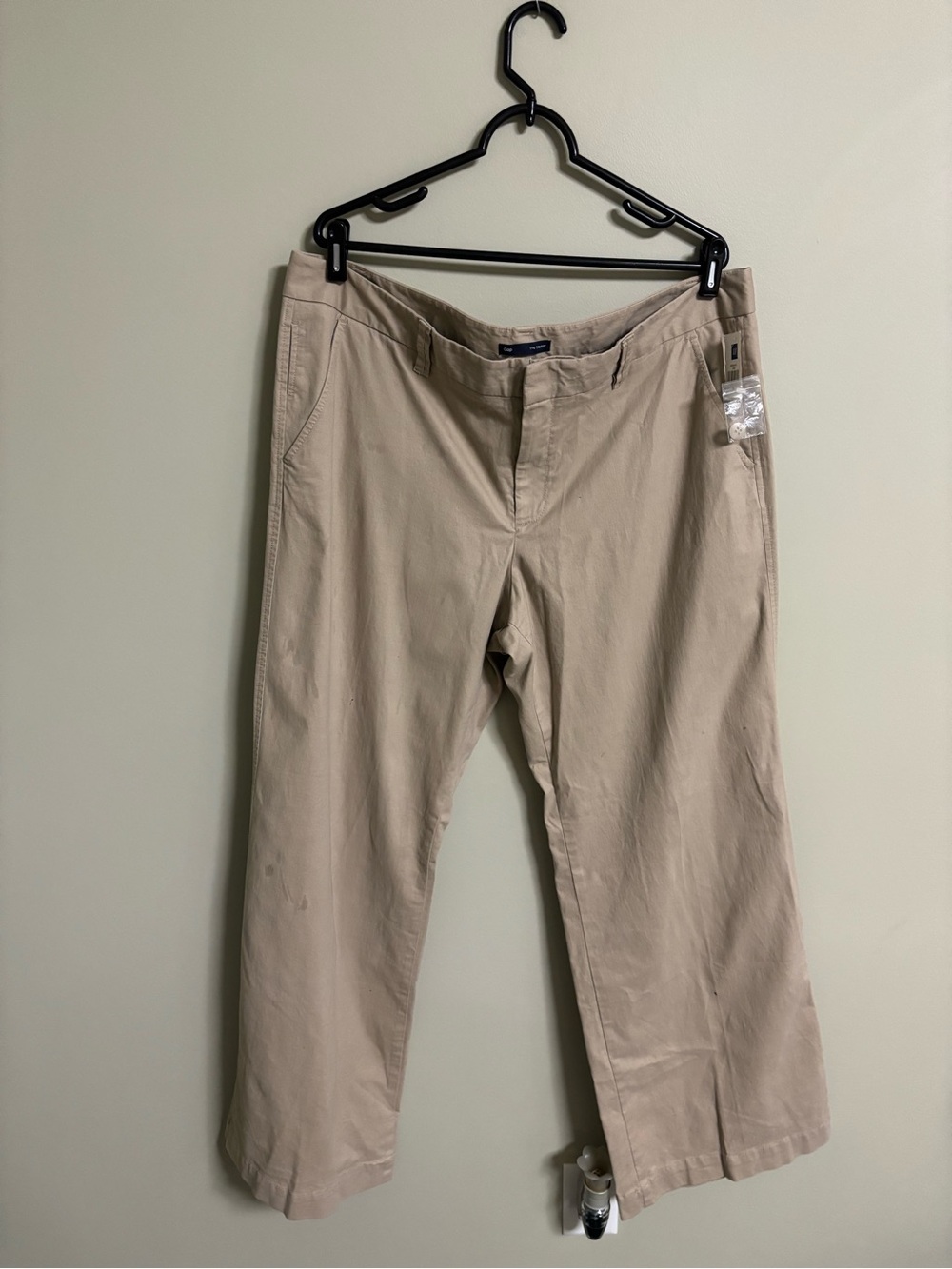 GAP Trouser Pants Womens Size 18 Tan Beige Wide Leg Pockets Cotton Chino New